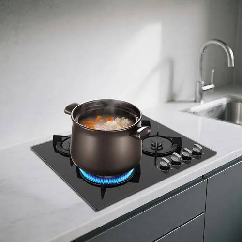 Miniatura 4 de Cocina de gas de 4 quemadores con superficie de vidrio templado para cocina, apartamento o uso comercial, convertible a NG/LPG, 23.23 x 20.08
