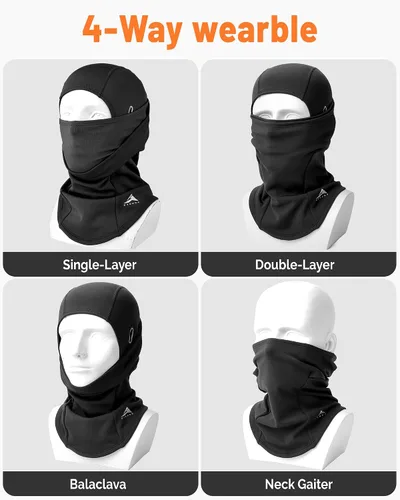 Miniatura 6 de GXCROR Pasamontañas de esquí para hombres y mujeres, máscara facial de invierno para clima frío, resistente al viento, térmica, motocicleta