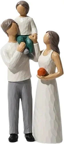 Familia de 3 figuras – Escultura familiar de resina para padres e hijos – Regalos para decoración del hogar – Cumpleaños, Acción de Gracias, Navidad