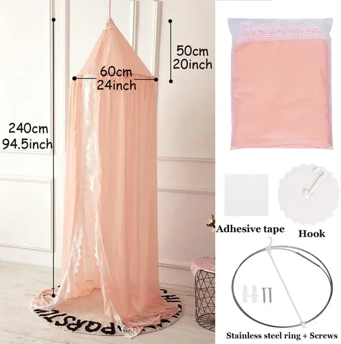 Miniatura 5 de Toldo de cama con cúpula de princesa, mosquitera suave, cortinas de cama para colgar decoración de la casa para jugar al rincón de lectura Naranja