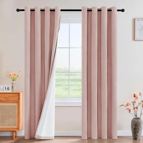 Miniatura 56 de Primitive - Cortinas opacas 100 % de lino texturizado natural para dormitorio, sala de estar, cortinas para ahorra energía, tela de arpillera