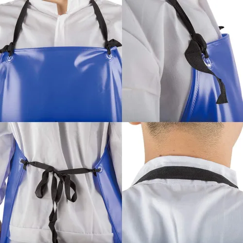 Miniatura 5 de Delantal de vinilo resistente a los productos químicos, delantales de PVC unisex de talla grande para lavavajillas, peluquería de perros, Azul