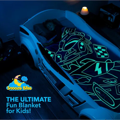 Miniatura 2 de Manta de Lanzar de Coche de Carreras que Brilla en la Oscuridad – Divertido Regalo de Cumpleaños para Niños que Aman los Coches de Juguete y Coches