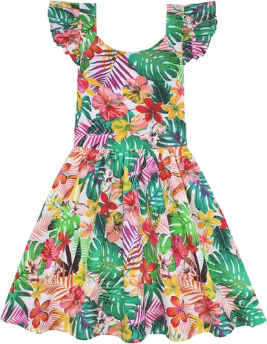 Miniatura 281 de Vestido de verano para niña, de algodón, con diseño floral