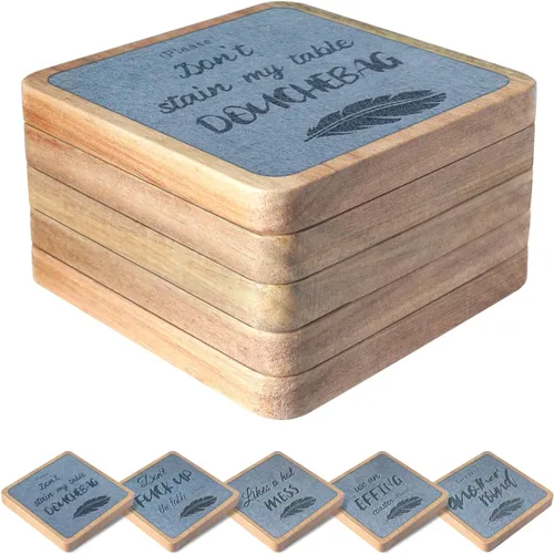 Miniatura 16 de Posavasos de madera para bebidas, juego de 5 posavasos absorbentes, posavasos para bebidas para protección de mesa de café, antideslizantes