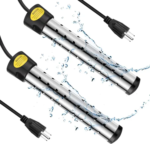 Treela 2 Piezas Calentadores de Agua de Inmersión Portátiles Eléctricos Sumergibles para Piscina/Bañera de Hidromasaje con 304 SS para Bañera, Cubo,