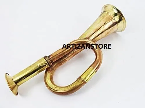 Miniatura 3 de Militar Ejército Chino Latón y Cobre Soplando Bugle Ataque Guerra Comando Señal Cuerno 6 Pulgadas
