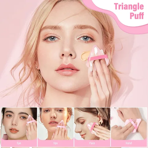 Miniatura 6 de Thrilez 20 Piezas Borlas de Polvo Triangulares, Borlas de Polvo Suelto Borlas de Maquillaje para Polvo Facial, Borla de Polvo Fijador para Rosa