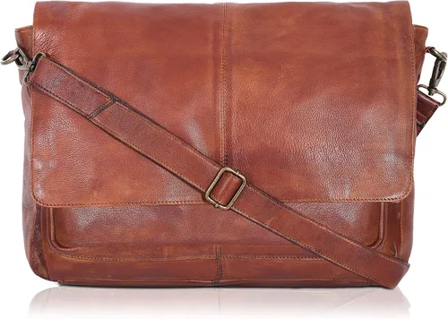 Bolso de mensajero de cuero real para hombres y mujeres Maletín para laptop para oficina universidad correa de hombro ajustable