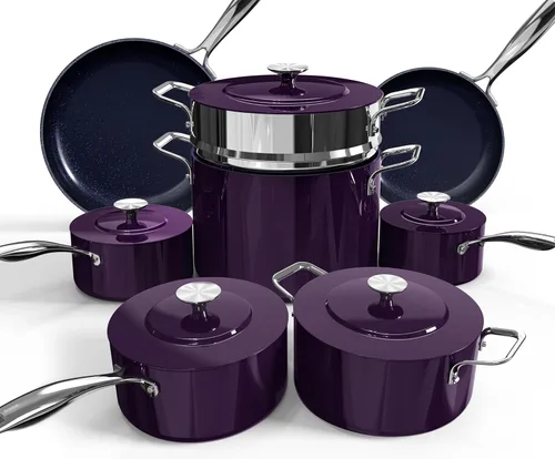 Miniatura 15 de Nuwave Lux LE - Juego de utensilios de cocina de 13 piezas con elegante mango dorado, cerámica antiadherente con infusión de diamante, sin PFAS