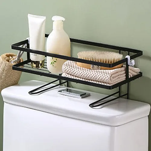 Miniatura 5 de Estante de baño organizador de baño de hierro grueso con diseño de montaje en pared, estante de baño impermeable sobre el inodoro, organizador