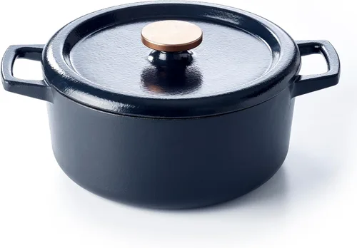 Alva Nori - Horno holandés de hierro fundido esmaltado de 5 cuartos de galón, negro, sin PTFE/PFOA, esmalte de 3 capas, apto para inducción y horno,