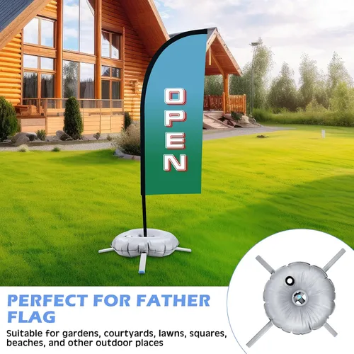 Miniatura 5 de Blulu 2 juegos de base de bandera de plumas plegable con bolsa de agua, soporte de poste de metal cruzado que se adapta con un diámetro