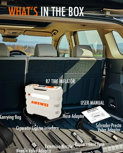 Miniatura 6 de Compresor de aire portátil para inflado de neumáticos, bomba de aire de 150 PSI para neumáticos de automóvil, bomba automática de inflado rápido