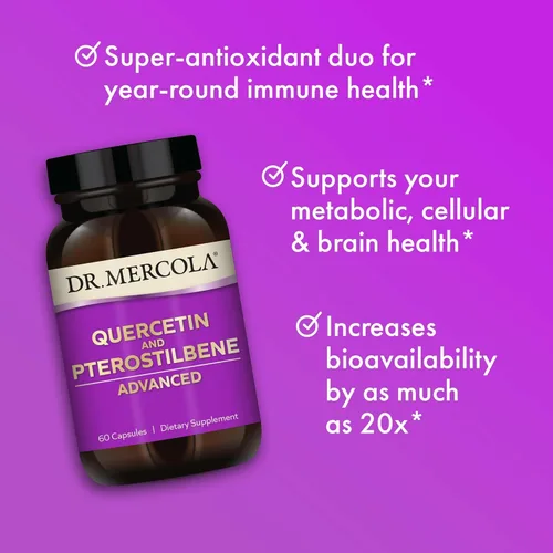 Miniatura 4 de Dr. Mercola Quercetina y pterostilbeno avanzado - Apoya la salud respiratoria e inmunológica - 500 mg de quercetina - Fórmula de alta