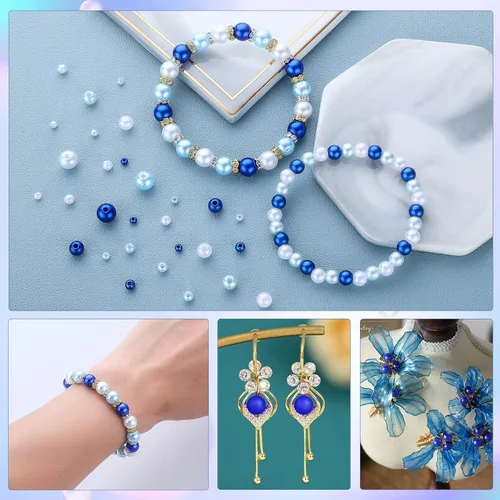 Miniatura 5 de Cuentas de perlas de tamaño mixto de 3/4/6/0.315 in con agujeros para hacer joyas, pulseras, collares, aretes y relleno de jarrón, kits