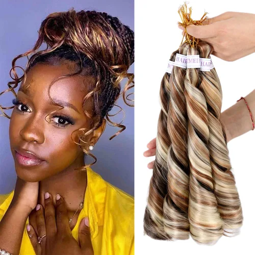 Miniatura 19 de Cabello rizado francés trenzado para trenzas de caja, 8 paquetes de 12 pulgadas, 3.00 oz/paquete, cabello trenzado de onda suelta, extensiones