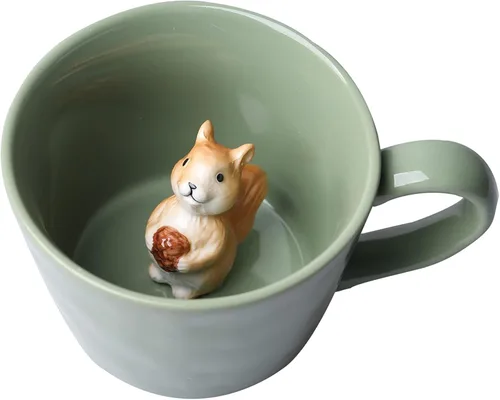 Miniatura 16 de DIHOclub Taza de cerámica de panda con animal 3D oculto, taza de figura de animal de dibujos animados hecha a mano, taza linda, regalo de Navidad