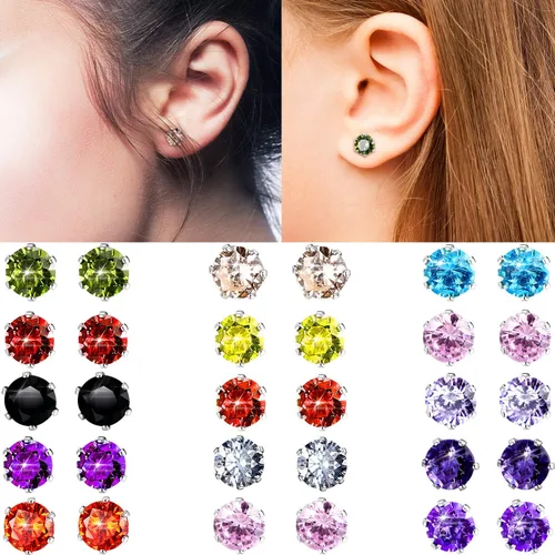 Miniatura 6 de Juego de 15 pares de pendientes de acero inoxidable para mujer