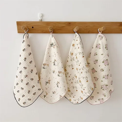 Miniatura 16 de BuLuTu - Paños de limpieza reutilizables 100% algodón muselina para cocina, 4 unidades, paños de cocina con estampado floral dulce, paños de esponja