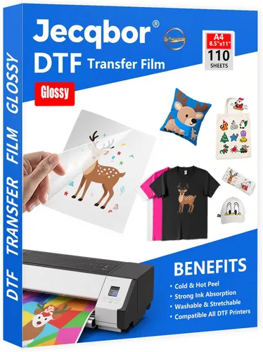 Miniatura 8 de Jecqbor Película de Transferencia DTF de 13 x 19 pulgadas, 120 hojas A3+ Plus de papel PET transparente mate de doble cara, papel DTF para hack