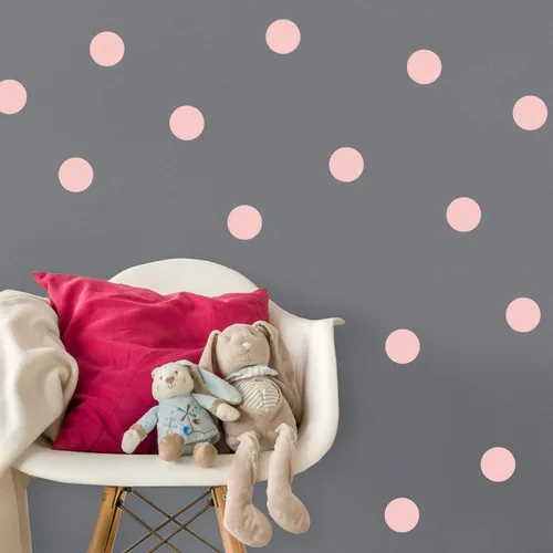 Miniatura 14 de Calcomanías de pared de lunares rosa bebé, círculos de vinilo extraíbles de 1 pulgada (100 unidades), no adhesivos, despegar y pegar, seguros