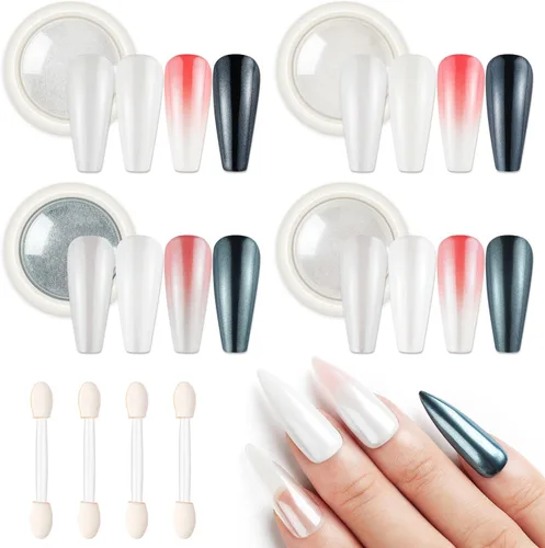 Miniatura 10 de AIMEILI Polvo de uñas de cromo perlado, vegano, libre de crueldad, 12 colores Aurora Metálico Holográfico efecto espejo pigmento para arte de uñas