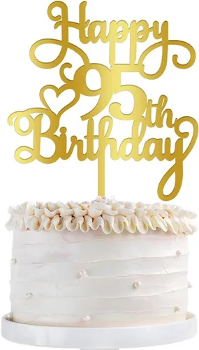 Miniatura 13 de Decoración de pastel de feliz cumpleaños 50, decoración acrílica dorada de doble cara, para decoración de pasteles de feliz cumpleaños 50