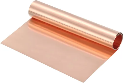 Miniatura 8 de uxcell Rollo de chapa de cobre para tapajuntas 3500 mm x 100 mm x 0,02 mm, tira de cobre puro al 99,9% de 101,6 mm x 3,5 m, placa de hoja de metal