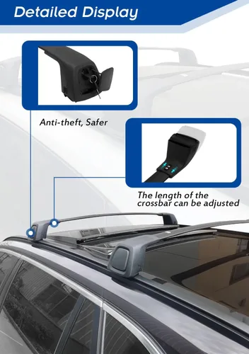 Miniatura 4 de Soportes de techo silenciosos para Audi Q3 2019-2025, diseño oculto con bloqueo, barras transversales negras resistentes para llevar kayak, esquí