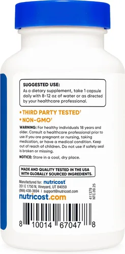 Miniatura 4 de Nutricost Cápsulas de ajenjo 450 mg 120 cápsulas – Tapas vegetarianas, sin gluten y sin OMG