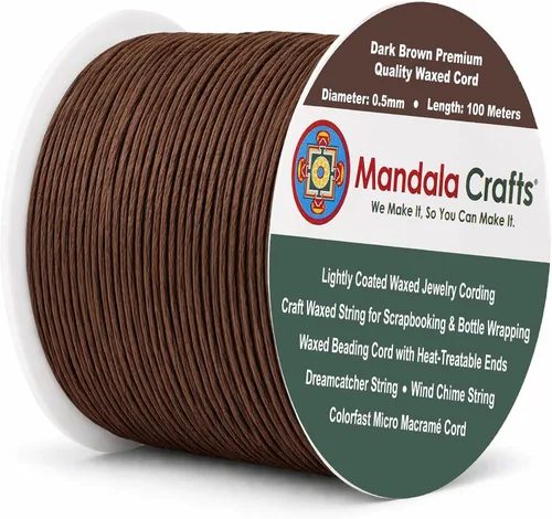 Miniatura 47 de Cuerda Mandala Crafts 0.03 pulgadas 109 yardas para hacer joyería, artesanía, macramé, cuerda de algodón encerado Negro