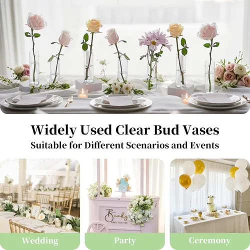 Miniatura 6 de Glasseam - Juego de 12 jarrones cilíndricos de cristal para centros de mesa, mesa de fiesta de boda, 5.9 pulgadas, decoración moderna y transparente