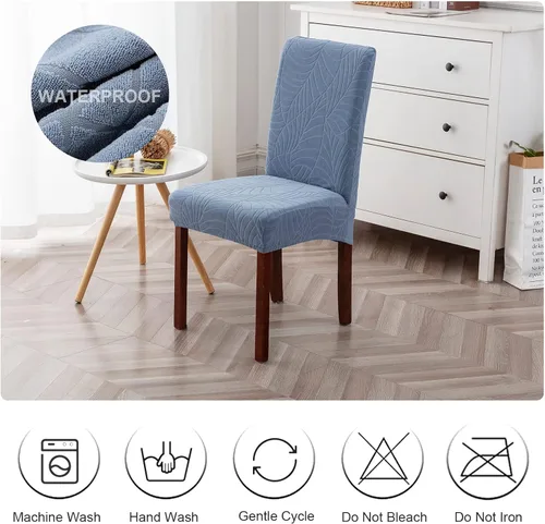 Miniatura 7 de Genina Fundas impermeables para sillas de comedor, fundas elásticas de jacquard para sillas de comedor, extraíbles y lavables, protector de silla