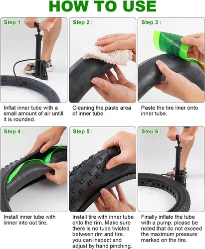 Miniatura 7 de Julai Bike Tire Liners, Mountain Bicycle Tube Flats Self-Adhesive Protector Puncture Free Compatible with 20 24 26 28 29