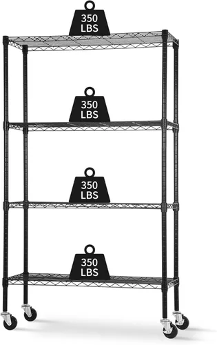 Miniatura 22 de Estantería de 3 niveles, estantería pequeña ajustable para armario, estantes de almacenamiento de cocina con ruedas, organizador de alambre de acero