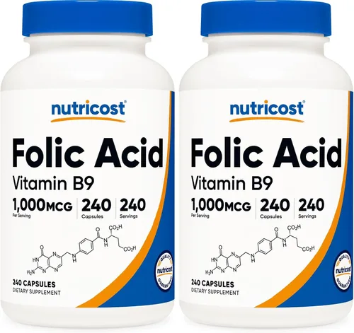 Miniatura 6 de Nutricost ácido fólico (Vitamina B9) 1000 mcg, 240 Cápsulas, 1 botella, 1