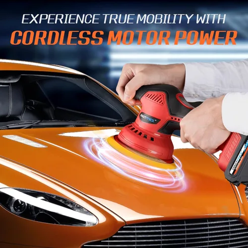 Miniatura 6 de Pulidora inalámbrica de automóvil con 2 baterías de 2000 mAh, 21 V, kit de pulidora y enceradora de 6 pulgadas, con 18 accesorios adicionales y 6