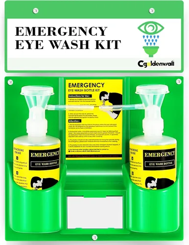 CGOLDENWALL Estación de Lavado de Ojos Portátil Kit de Lavado de Ojos de Emergencia, Estación de Lavaojos para Montaje en Pared Aprobada por OSHA, 2