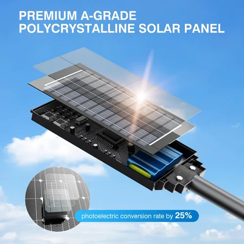 Miniatura 9 de OKPRO Farola solar de 5000 W para estacionamiento al aire libre, gran angular IP66 impermeable, 6500 K del atardecer al amanecer, LED con sensor