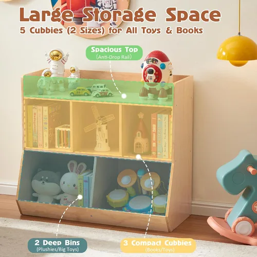 Miniatura 5 de Estante Montessori, organizador de almacenamiento de juguetes de madera contrachapada para libros, juguetes, estantería de 3 estantes, gabinete