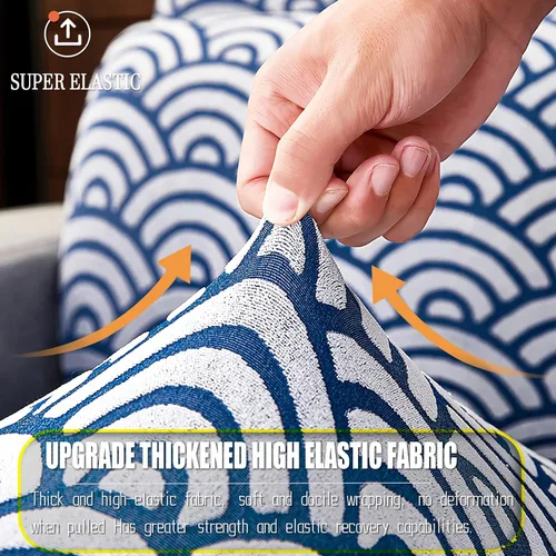 Miniatura 3 de JOKIVTOU Fundas para sofá modular, fundas de sofá con textura ondulada en forma de L, fundas de sofá reclinable, fundas elásticas para sofá Azul