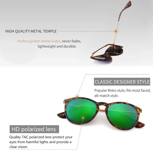 Miniatura 3 de SUNGAIT Gafas de sol redondas vintage para mujeres y hombres, estilo clásico retro