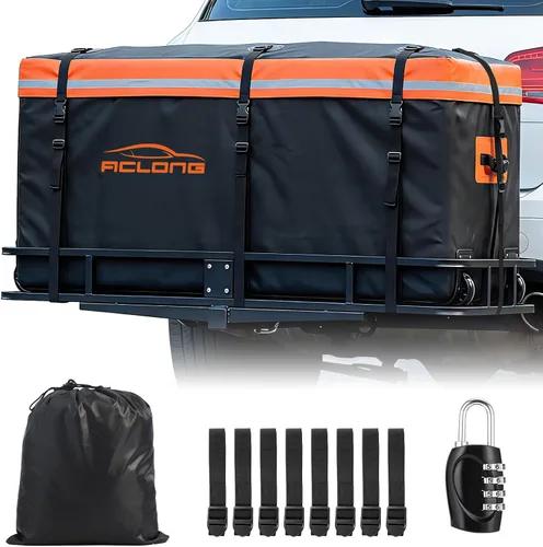 Bolsa de transporte de carga de montaje en enganche, carcasa suave impermeable de 20 pies cúbicos, universal para camioneta con cesta de enganche, 8