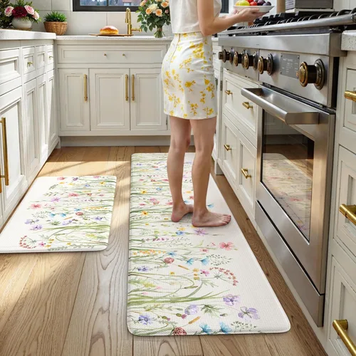 Miniatura 41 de KIMODE Tapete antifatiga para suelo de cocina, semicírculo de 18 x 28 pulgadas, de espuma viscoelástica, acolchado, antideslizante, tapetes cómodos