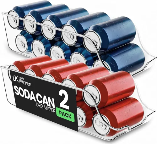 Utopia Kitchen Organizador y dispensador de latas de soda para refrigerador/despensa, organizador de almacenamiento de latas duradero para