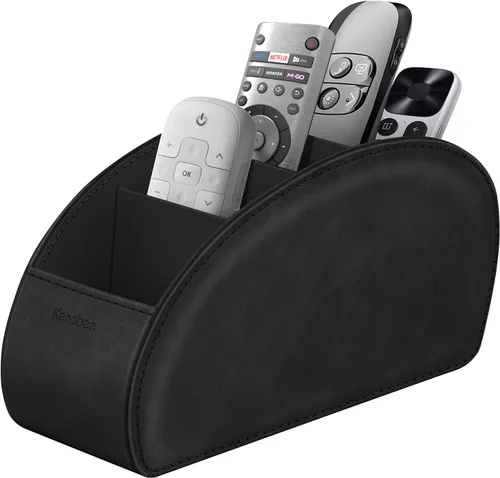 Soporte para control remoto con 5 compartimentos, KENOBEE organizador de almacenamiento antideslizante de escritorio para controles remotos,