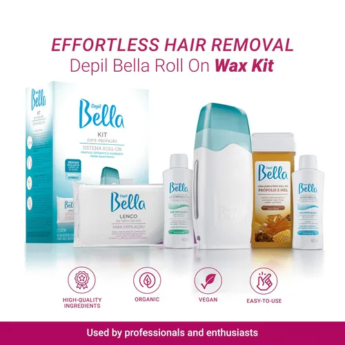 Miniatura 2 de DEPIL BELLA Kit de cera para depilación, rodillo de cera todo en uno con miel y propóleos, adecuado para todas las partes del cuerpo, resultados