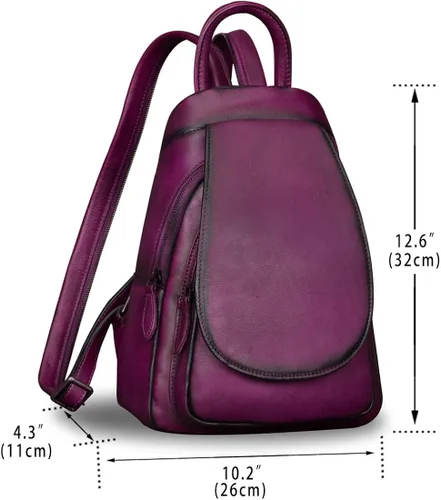 Miniatura 5 de Mochila de cuero para mujer, estilo vintage, hecha a mano, informal, pequeña mochila