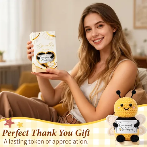 Miniatura 5 de Regalos de agradecimiento para mujeres, apoyo emocional de ganchillo, regalos administrativos para el día profesional, cesta de Pascua, regalo